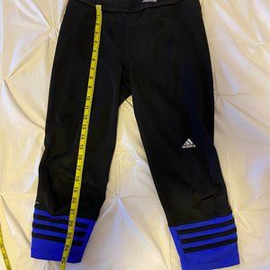 Adidas Black and Blue Capri Leggings in Medium
